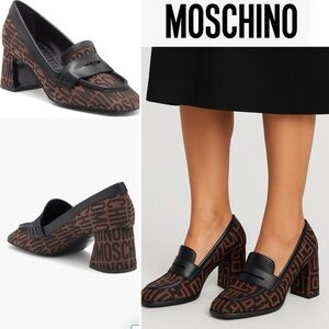Moschino Logo Jacquard Pumps Pumps Black Brown Logo Loafers EU 37 420$